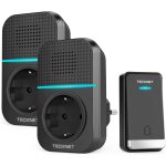 Kalanka - sonnette sans fil 400m sonnette etanche ip65, kit de 1 carillon et 2 rcepteur enfichables ...