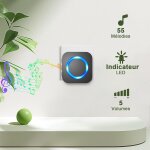 Kalanka - sonnette sans fil, 400m longue port�e carillon et sonnettes electronique kit avec 3 r�cepteurs ...