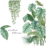 Kalanka - stickers muraux plante tropical, autocollants muraux feuille de palmier, autocollants mur etanche ...