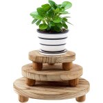 Kalanka - support en bois pour plantes en pot, lot de 3 support plantes interieur, support de pot de ...