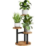 Kalanka - support plante d'angle 3 niveaux en métal bois - etagère fleurs pour intérieur salon jardin ... Kalanka - support plante d'angle 3 niveaux en métal bois - etagère fleurs pour intérieur salon jardin ...