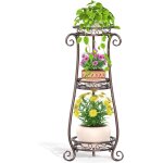Kalanka - support de plantes en mtal bronze  3 niveaux pour plusieurs grands pots de fleurs d'intrieur ...
