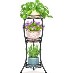 Kalanka - support de plantes noir a 3 niveaux pour intrieur et extrieur, grand support de pot de fleurs ...