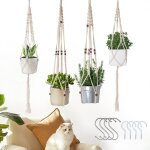 Kalanka - suspension plante ext�rieur - ensemble de 4 avec crochet, tiss�s a la main, durables, macram� ...