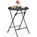 Kalanka - table jardin pliante, 75 x 60 cm, aspect rotin, en plastique et acier, pour l'extrieur, noire ...