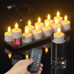 Kalsw - bougie chauffe plat led rechargeable, lot de 12 fausse bougies a led votives flamme vacillante ...