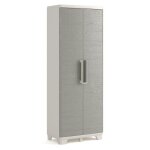 Keter armoire haute de rangement - wood grain - texture bois - 2 portes - 3 etageres - pieds ajustables ...