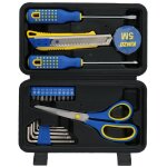 Kinzo mallette d'outils 21 pi�ces - 2x tournevis, ciseaux, couteau, cl�s allen, ruban adh�sif