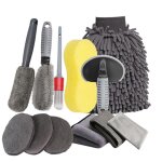 Kit de 12 brosses de nettoyage professionnel pour l'entretien automobile : jantes, tableaux de bord et ...