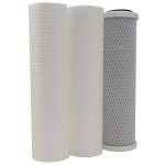 Kit de 3 cartouches pour osmoseur, 2 filtrantes et 1 cartouche charbon actif Kit de 3 cartouches pour osmoseur, 2 filtrantes et 1 cartouche charbon actif