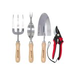 Ensemble d'outils de jardin - alpinereach - kit 4 pi�ces - acier inoxydable - manches bois de fr�ne - ...