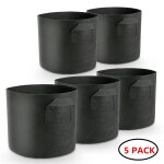 Kit 5pcs sac de plantation plante culture 5 gallons avec poigne en feutre noir 25x30cm
