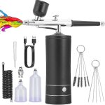 Kit aerographe avec compresseur rechargeable sans fil, pour la peinture de maquettes, noir