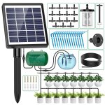 Kit arrosage automatique solaire pour jardin, systeme arrosage automatique goutte a goutte avec 15m tuyau ...