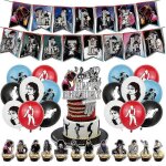 Kit de decoration de gateau avec banniere et ballons sur le theme de michael jackson( )