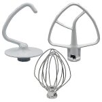Kit de mixage pour ksm150 comprenant un crochet petrisseur, un fouet a fil et un batteur plat revetu, ...