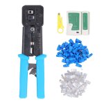 Kit d'outils de sertissage rj11 rj45, dénudeur de fil multifonctionnel, testeur de réseau, tête en cristal ... Kit d'outils de sertissage rj11 rj45, dénudeur de fil multifonctionnel, testeur de réseau, tête en cristal ...