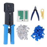 Kit d'outils de sertissage rj11 rj45, pince  sertir avec 50 connecteurs, dnudeur utp stp, testeur de ...