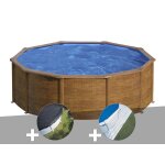 Kit piscine acier aspect bois gré pacific ronde 4, 80 x 1, 22 m + bâche d'hivernage + tapis de sol Kit piscine acier aspect bois gré pacific ronde 4, 80 x 1, 22 m + bâche d'hivernage + tapis de sol