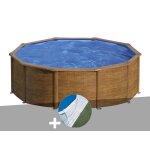 Kit piscine acier aspect bois gré pacific ronde 4, 80 x 1, 22 m + tapis de sol Kit piscine acier aspect bois gré pacific ronde 4, 80 x 1, 22 m + tapis de sol