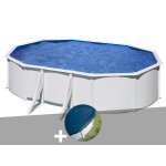 Kit piscine acier blanc gr� atlantis ovale 5, 27 x 3, 27 x 1, 32 m + b�che hiver