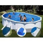 Kit piscine acier blanc gr bora bora ovale 6, 34 x 3, 99 x 1, 22 m + bche hiver + bche  bulles + ...