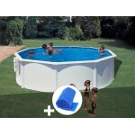 Kit piscine acier blanc gr bora bora ronde 4, 80 x 1, 22 m + bche  bulles