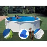 Kit piscine acier blanc gr bora bora ronde 4, 80 x 1, 22 m + bche hiver + bche  bulles + tapis de ...