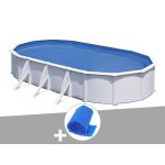 Kit piscine acier blanc gr fidji ovale 5, 27 x 3, 27 x 1, 22 m + bche  bulles