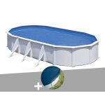 Kit piscine acier blanc gr fidji ovale 5, 27 x 3, 27 x 1, 22 m + bche hiver