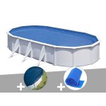 Kit piscine acier blanc gr fidji ovale 5, 27 x 3, 27 x 1, 22 m + bche hiver + bche  bulles