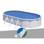 Kit piscine acier blanc gr fidji ovale 5, 27 x 3, 27 x 1, 22 m + tapis de sol