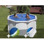 Kit piscine acier blanc gr� fidji ronde 2, 60 x 1, 22 m + b�che hiver + tapis de sol
