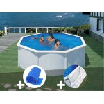 Kit piscine acier blanc gr fidji ronde 3, 70 x 1, 22 m + bche  bulles + tapis de sol
