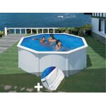 Kit piscine acier blanc gr� fidji ronde 3, 70 x 1, 22 m + tapis de sol