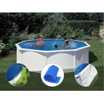 Kit piscine acier blanc gr fidji ronde 4, 80 x 1, 22 m + bche hiver + bche  bulles + tapis de sol ...