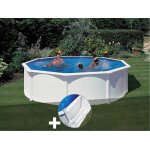 Kit piscine acier blanc gr� fidji ronde 4, 80 x 1, 22 m + tapis de sol
