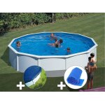 Kit piscine acier blanc gr fidji ronde 5, 70 x 1, 22 m + bche hiver + bche  bulles