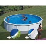 Kit piscine acier blanc gr fidji ronde 5, 70 x 1, 22 m + bche hiver + tapis de sol