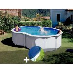 Kit piscine acier blanc gr� varadero en huit 5, 05 x 3, 45 x 1, 22 m + b�che hiver