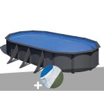 Kit piscine acier gris anthracite gré louko ovale 7, 44 x 3, 99 x 1, 22 m + tapis de sol Kit piscine acier gris anthracite gré louko ovale 7, 44 x 3, 99 x 1, 22 m + tapis de sol