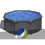 Kit piscine acier gris anthracite gr louko ronde 3, 20 x 1, 22 m + bche  bulles