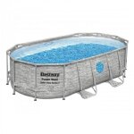 Kit piscine bestway power steel swim vista pool ovale 427x250x100cm aspect tress� avec hublots