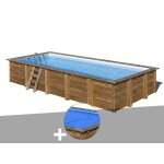 Kit piscine bois gr braga 8, 15 x 4, 20 x 1, 46 m + bche  bulles