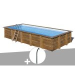 Kit piscine bois gr� braga 8, 15 x 4, 20 x 1, 46 m + douche