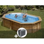 Kit piscine bois gr� canelle 2 5, 35 x 3, 35 x 1, 17 m + poolican