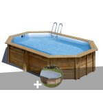 Kit piscine bois gr� cannelle 5, 51 x 3, 51 x 1, 19 m + b�che hiver