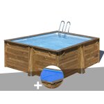 Kit piscine bois gr carra 3, 05 x 3, 05 x 1, 19 m + bche  bulles
