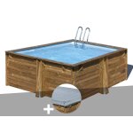 Kit piscine bois gr carra 3, 05 x 3, 05 x 1, 19 m + bche hiver