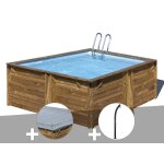 Kit piscine bois gr carra 3, 05 x 3, 05 x 1, 19 m + bche hiver + douche